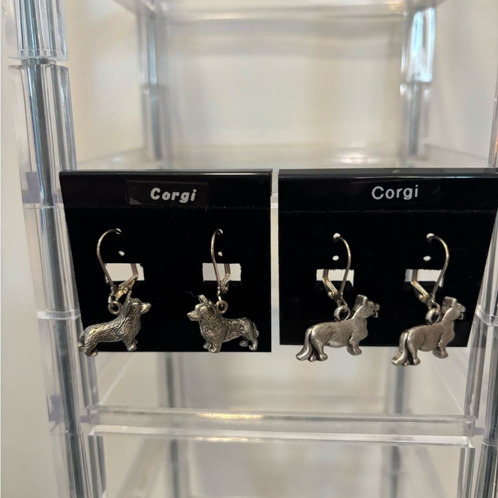 Corgi Dog Silver Earrings